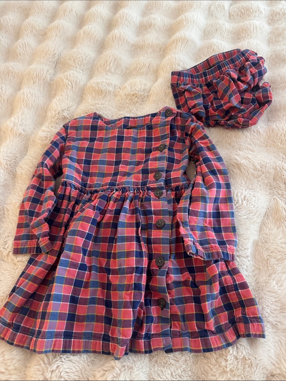 Tea Collection Red and Blue Plaid Dress with Bloomers